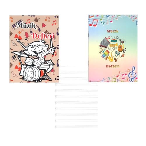 Kapak, Müzik Defteri Büyük Boy A4 40 Yaprak Karton Sol Anahtarlı Kareli Müzik Defteri 1 Adet Ten Rengi