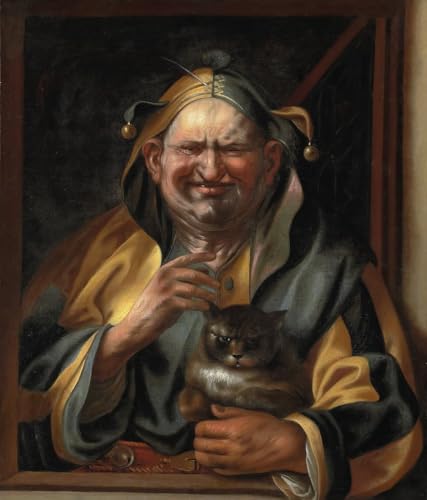 Tableau un bouffon avec un chat affiche d'art pour eveiller les sens