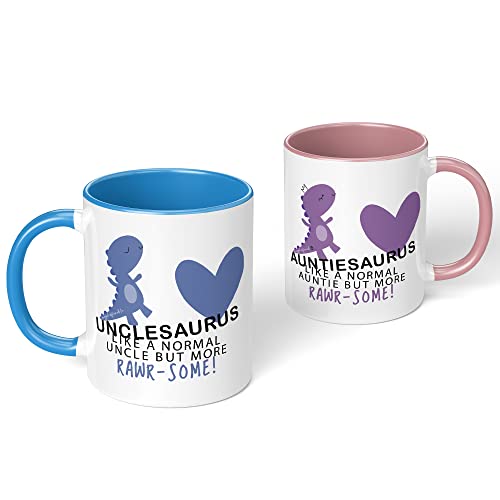 Mugged Off Uncle and Auntie Gift Set Unclesaurus and Auntiesaurus Gift Coffee Mug Uncle Gifts & Auntie Gifts