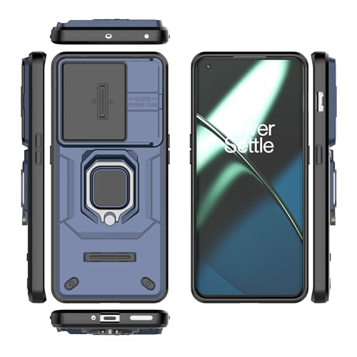 Image of CamShield Pro Case with Slide Camera Protection and 360 Protection Ring Stand Bumper Back Case Cover for OnePlus 11 5G (Blue)