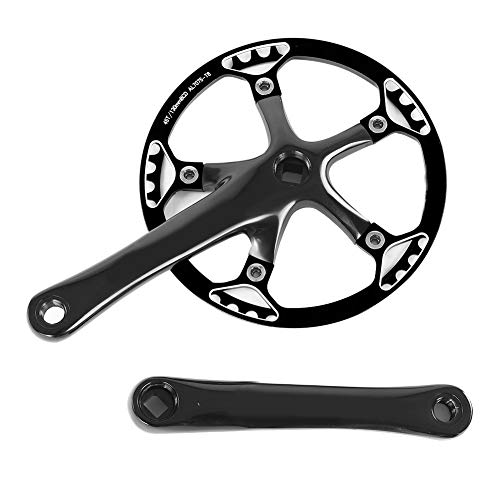 Fafeims Guarnitura per Bici 45T 47T Guarnitura per Bici a velocità Singola da 170 mm Accessorio per Ruota a Catena per Bici(45T-Nero)