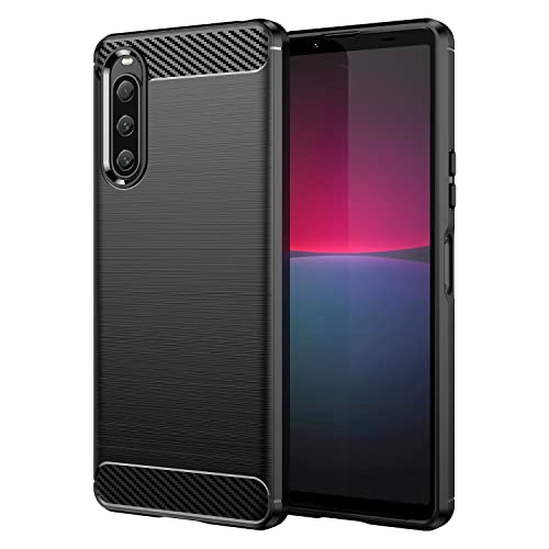 Image of Sawiqpd for Sony Xperia 10 VI (6th Gen) Case, Ultra-Thin Carbon Fiber Texture Phone Cover Silicone Bumper Soft Gel TPU Rubber Shockproof Slim-Fit Protective Skin Case for Sony Xperia 10 VI, Black