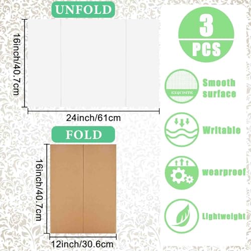trifold poster board 2434 x 1634 3-pack white corrugated project boards for science fairs school projects event displays and business presentations