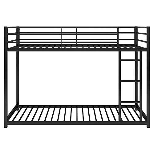 Homjoones Metal Bunk Bed,Metal Twin Over Twin Bunk Beds For Kids,Low Profile Bunk Beds With Ladder For Girls Boys,No Box Spring Needed (Black) #TOP4