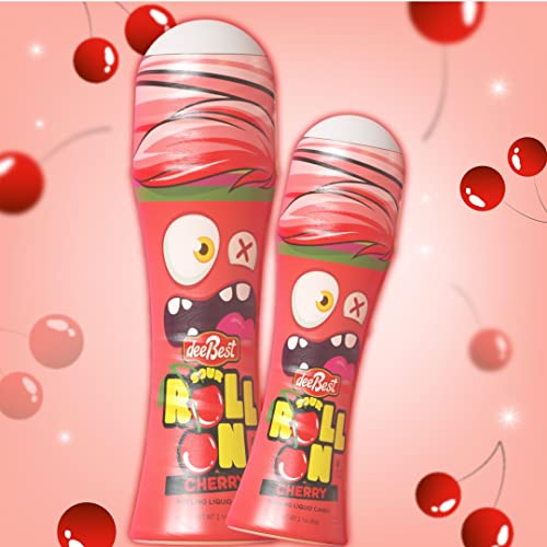 Dee Best Slime Candy Licker Sour Roll On Cherry Flavor Liquid 2.1 Oz (3 Pack) Kosher No Food Coloring #TOP1