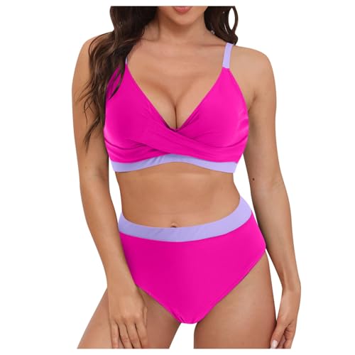 Genérico Bikini Mujer Talla Grande Bañador Reductor Barriga para Vientre Talla Grande Estampado Talle Alto Bañador Reductor Mujer Vientre De Moda Piscina En La Playa(Red, XL)