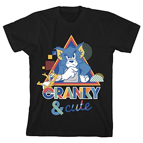 Tom & Jerry Cranky and Cute Black T-Shirt Toddler Boy to Youth Boy