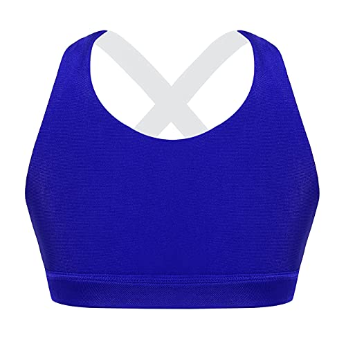 Agoky Top con Tirante Niña para Danza Gimnasia Running Sujetador Deportivo Correas Cruzadas Básico Clásico Niña Infántil Azul Real 5-6 años