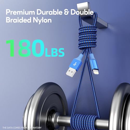 Image of 3 Pack 10 FT iPhone Charger Fast Charging Cord MFi Certified Lightning Cable Nylon Braided iPhone Charger Cord Compatible with iPhone 14 13 12 11 Pro Max XR XS X 8 7 6 Plus SE and More