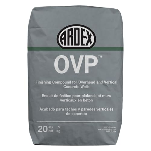 Ardex OVP Finishing Compound for Overhead and Vertical Concrete Walls, Polymer-Modified Patching and Smoothing Material, Professional Repair Mortar, 20 lbs Bag, 12449