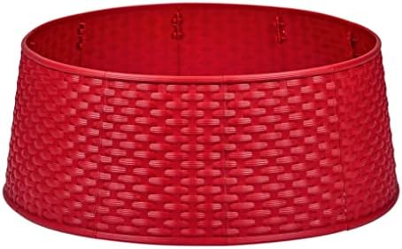 Just for Christmas Large Red Rattan Wicker Christmas Xmas Tree Skirt Collar Tidy Stand Cover Decoration Traditional Festive Décor Basket Holiday Party 6053, 57cm x 19.5cm x 65cm