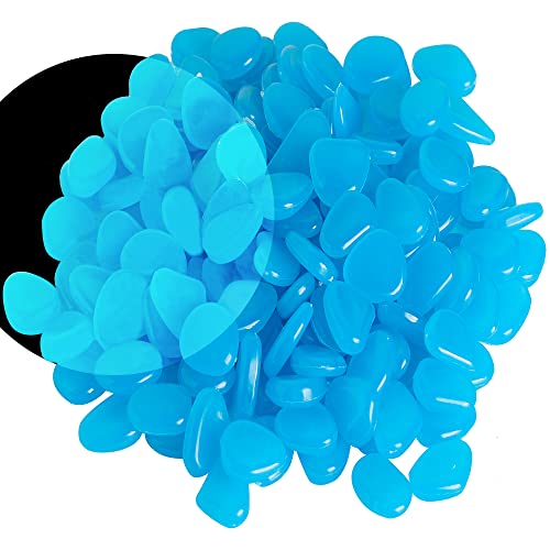 Image of OSOPOLA 150 PCS Blue Glow Rocks Luminous Stones DIY Pebbles Aquarium Garden | OSOPOLA Blue Glow Rocks Luminous Stones DIY Pebbles For Aquarium Garden Path Patio FD05BL150