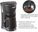 Salton Machine à café mini à portion unique de 1 tasse avec filtre en maille réutilisable, avec tasse en céramique bonus pour la maison ou le bureau, compacte 10 oz, noir (FC1205)