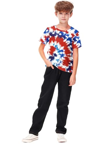 Image of Deerose Kids Striped Shirts Short Sleeve Boy Girls July 4th Patriotic Tee Top 3-14 Years