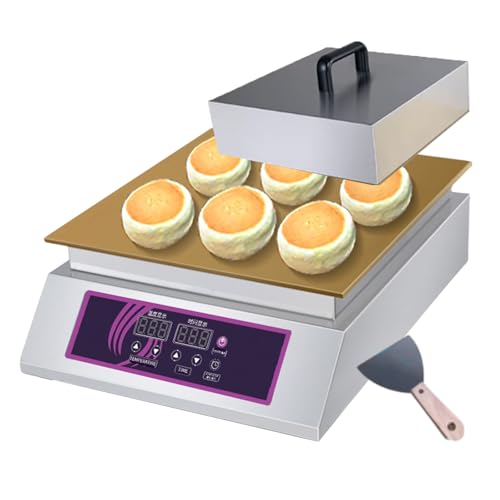 QUSYZD Máquina eléctrica de encimera y panificadora con Temperatura Ajustable de 0 a 260 °C | Máquina para Hacer panqueques Antiadherente de Acero Inoxidable para restaurantes y Puestos de po,