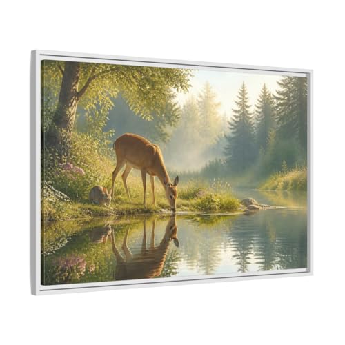 Impression sur toile canvas animaux des bois avec cadre blanc premium