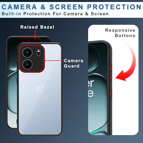 Image of CEDO Backcover for OnePlus Nord CE 6 (5G) | Camera Protection Bump Shockproof Edge | Ultra Hybrid Transparent Acrylic Clear TPU+PC Hard Backcase Cover (Black)