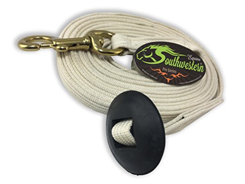Southwestern Equine Lunge Line For Horses Cotton Horse Lunge Line With Bolt Snap & Rubber Stop (White, 24') #TOP3