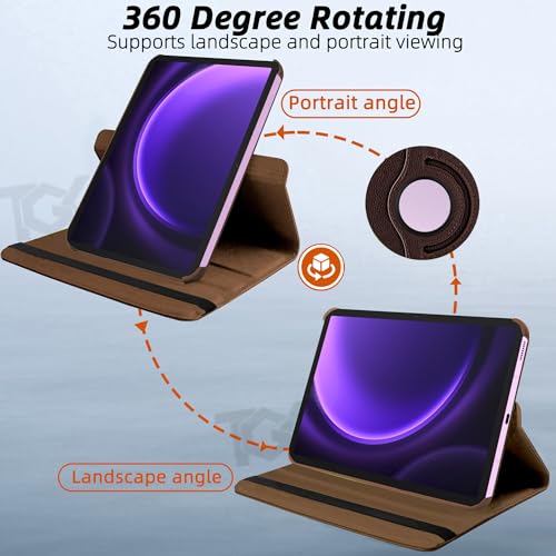 Image of TGK Rotating Cover for Samsung Galaxy Tab S10 FE 10.9 inch 2025 / Galaxy Tab S9 FE 10.9 inch / S9 11 Inch 2023 (Brown)