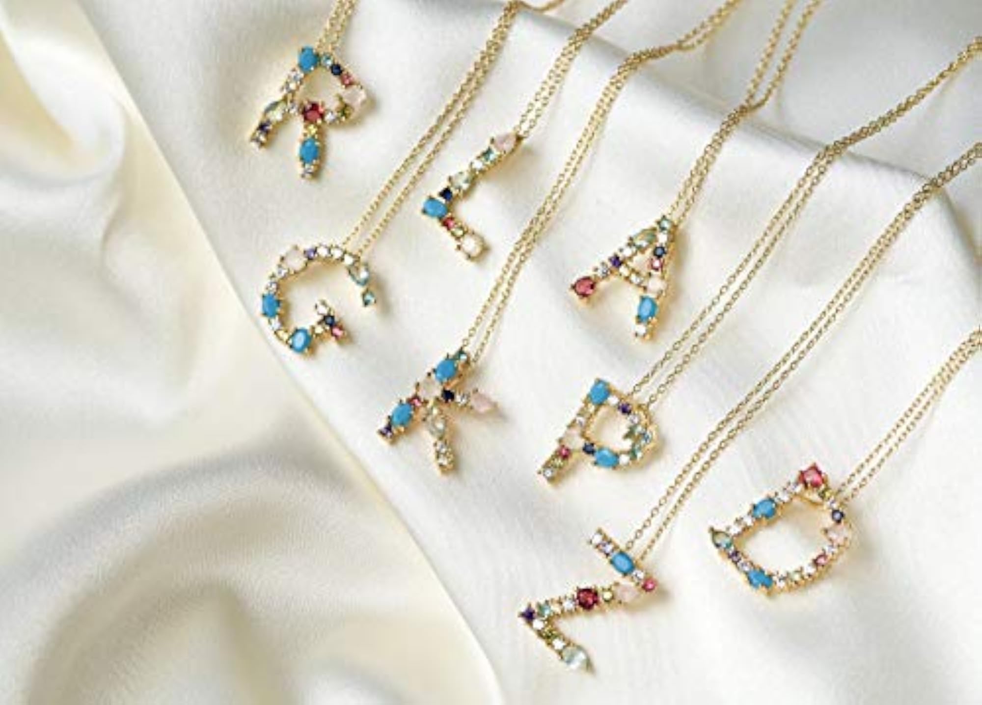 Initial Necklace - 18k Gold Plated Colorful CZ Crystal Letter