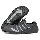 SOBASO Zapatos de agua para hombre, senderismo, secado rápido, para natación, playa, río, zapatos descalzos para barco, senderismo, surf, deporte, yoga, buceo, vela, viajes, adultos, unisex, Gris,