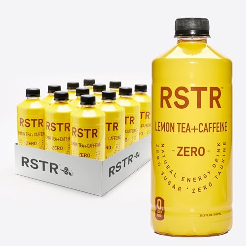 RSTR Lemon Tea 12 Pack – Healthy Energy Drink with 210mg Natural Caffeine – Zesty Iced Tea with...