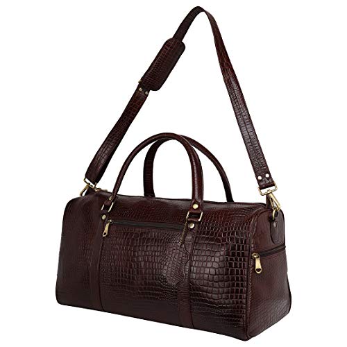 Image of RICHSIGN Leather Accessories 24 litres Duffle Bags for Men Travel (Brown-2)(Weight-1 KG /1000 GR)(Dimension = H- 12 x L- 20 x W- 8 Inch)
