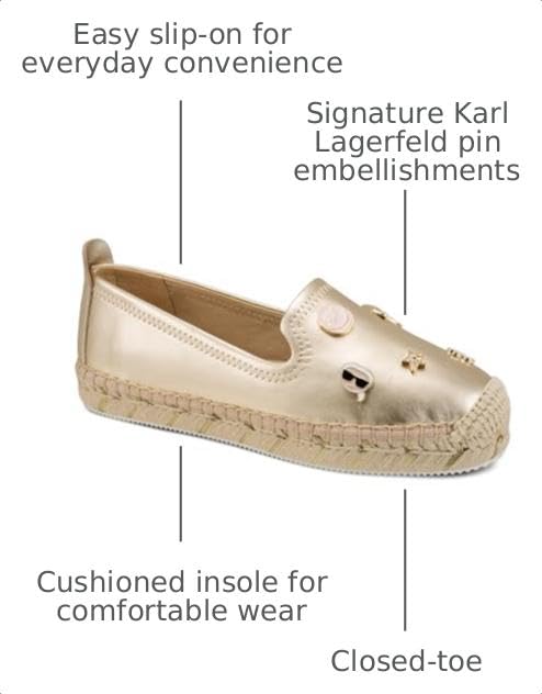 Image of Karl Lagerfeld Women's Michaela Slip on Espadrille Sandal with Pins