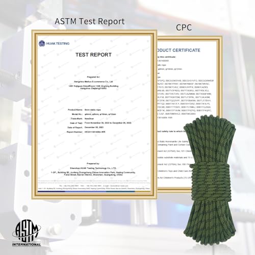 NewDoar Static Climbing Rope 6mm Accessory Cord Rope,for Arborist Tree, Mountaineering, Sailboat Rope,Dock Lines,Hauling Dragginge-ArmyGreen/6M