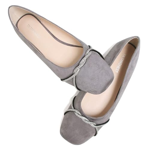 Image of TN TANGNEST Womens Casual Flats Chain Ballet Flats | Fashion Pointed Toe Rhinestone Flats, Comfort Slip On Dress Shoes for Business Work Office Wedding Party