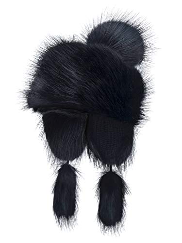 Futrzane Montañés Mujeres Moda Estilo Gorra Piel Sintética Sombrero (Negro)