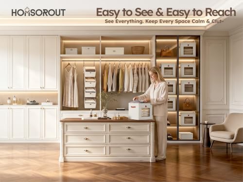 Image of Homsorout Cube Storage Bins with Lids - Front Opening, Clear Window, 2 Pack | 11.8 inch Cube Fit, Stackable Design, Foldable Storage, Dust Protection, Easy Carry Handles, Ideal for Closet, Shelf, Dorm & RV
