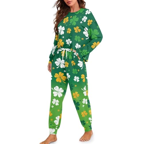 Image of Women's Pajamas Set Soft 2 Piece Loungewear Long Sleeve Pj Set Matching Sleepwear with Pockets for Women Plus Size