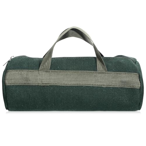 12 Inch Canvas Tool Bag Small Tool Bag Heavy Duty Tools Bags Wide Mouth Power Tools Storage Bags for Electricians Mechanic Storage Wrenches Pliers