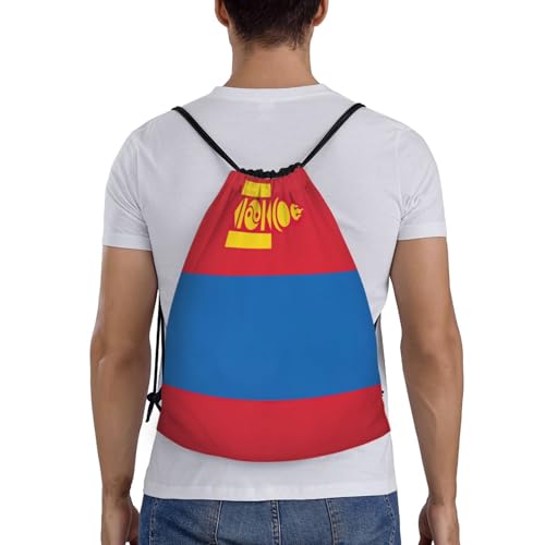 Mongolian flag print Drawstring Bag Sack Gym Bag Ditty Bag for Gym Traveling, Hiking, Yoga, Shopping for Adult2
