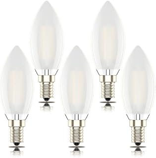 LED E14 Dimmable Candle Bulbs, Small Edison Screw, C35 SES Frosted Filament Light Bulb, 4W (40W Equivalent) Warm White 2700K, Pack of 5