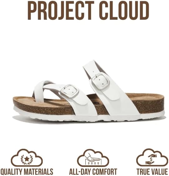 Project Cloud 100% Genuine Leather Womens Sandals -Lightweight Womens Slides Memory Foam Insole & Cork Footbed Sandals Women - Non-Slip Beach Essentials Summer Sandals for Women 2026 (Lian) - Image 4