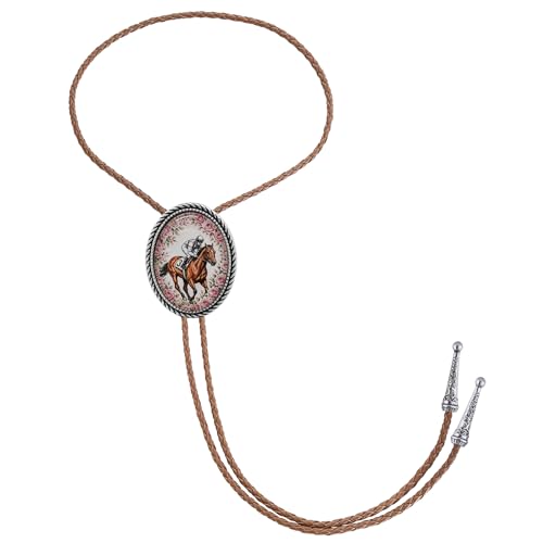 Image of Jeilwiy Bolo Tie for Men Western Cowboy Gothic Bolo Tie Necklace Halloween | Glow in Dark Bolo Tie for Men Women, 3D Halloween Bolo Tie, Gothic Western Ties, String Ties for Men Rodeo Leather Necktie