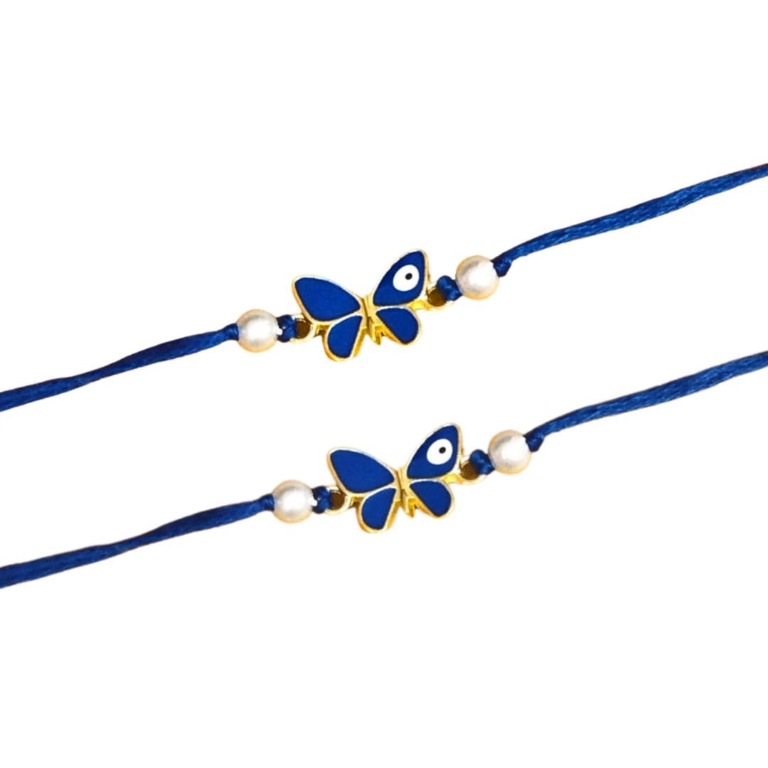 Alaukik Butterfly Evil Eye Rakhi Protect From Negative Energy With Beads Handmade Rakhi for Brother/Sister set of 2 with Roli and Chawal (B0CC34S98F) Amazon Price History, Amazon Price Tracker
