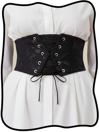 Urieo Lace Leather Corset Belt for Women
