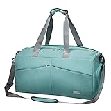 HOKEMP Sports Gym Bag Travel Duffel Weekender Bag Shoe Compartment with Wet Pocket for Men and Women (Blue)