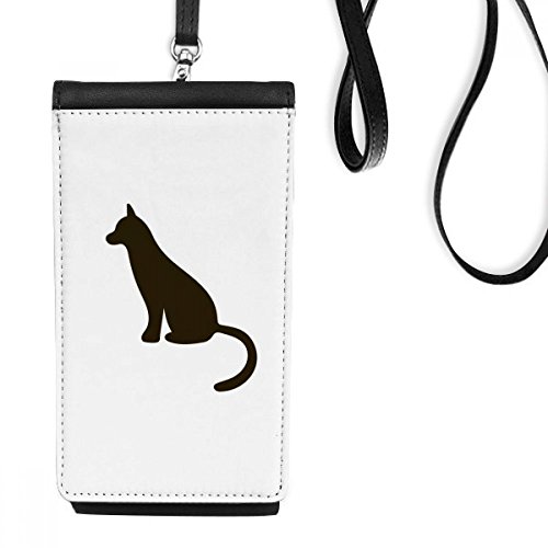 Cadeau chat noir mignon et bourse smartphone suspendue en cuir synthétique