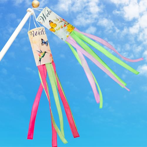 NOVWANG Frühlings-Windsack 2er-Set Kolibri Schmetterling