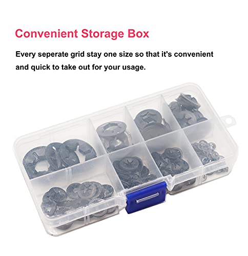 Cseao 235Pcs[8 Sizes] Black Starlock Internal Tooth Lock Washers Assortment Kit, M2/ M3/ M4/ M5/ M6/ M8/ M10/ M12 #TOP6