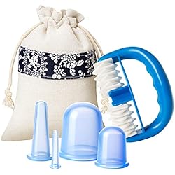 HBselect Conjunto De Rodillo Masaje Y Ventosas Masaje Silicona Masajeador De Piernas Pies Espalda Ventosas Para Masaje Anticelulitico