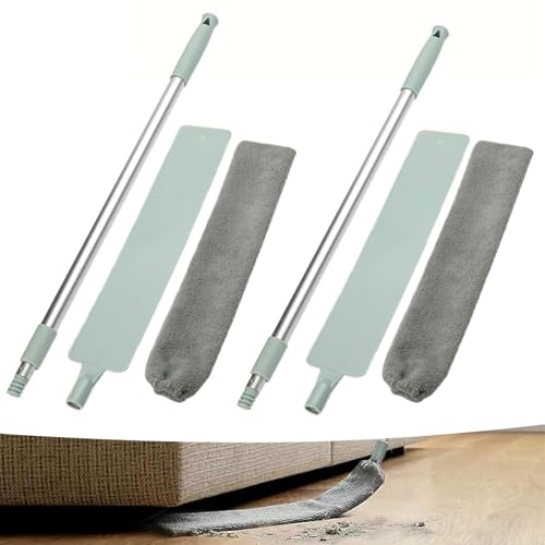 Saker Plus - Plumero Plano para persianas con Cabezal Flexible y extraíble, Varita de Limpieza retráctil, Plumero para Techo, persianas, Debajo de Muebles, Reutilizable y Lavable (2)