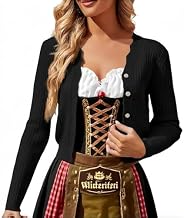 Generisch Trachtenjacke Damen Kurz Strickjacke Cardigan Oktoberfest Trachten Dirndl Jacke Langarm V Ausschnitt Elegant Bolero Jäckchen Dünne Leichte Sommer Strickjacken mit Knöpfen