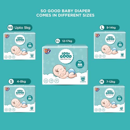 Image of SOOO GOOD Baby Diaper Pants With Aloe Lotion & Wetness Indicator | Soft & Comfortable | Fast Absorption, Rash-Free, Leak-Proof (Size-S, 4 to 8 kg, 40 Counts, Pack of 2)