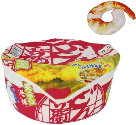 Funny Ramen Noodle Dog & cat Bed,Creative Pet Nest Covered for Indoor Keep Warm and Comfortable, Multifunctional Washable Pet Cat House Suitable Applicable to All Seasons (Red)