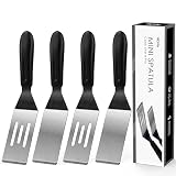 Small Spatula Professional Mini Serving Spatula, 4 Pieces Stainless Steel Metal Spatulas Set, Cutter and Serve Turner for Kitchen, Flipping or Cooking for Brownie, Cookie, Lasagna, Pancakes or Cake
